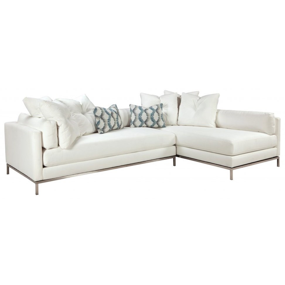 Jonathan Louis Cordoba 2x15535LBella White Contemporary Sectional Sofa with Metal Base